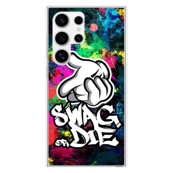 Tryckt silikonfodral som är kompatibelt med Samsung Galaxy S24 Ultra Swag or die