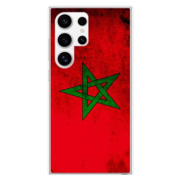 Tryckt silikonfodral som är kompatibelt med Samsung Galaxy S24 Ultra Marockos flagga