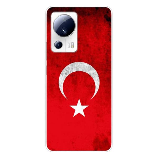 Tryckt silikonfodral som är kompatibelt med Xiaomi 13 Lite Türkiye-flaggan