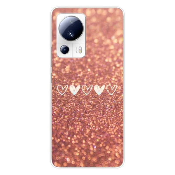 Tryckt silikonfodral som är kompatibelt med Xiaomi 13 Lite Glitter hjärta