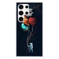 Miniatyrbild 1 av 6: Tryckt silikonfodral kompatibelt med Samsung Galaxy S24 Ultra Cosmonaut med ballonger