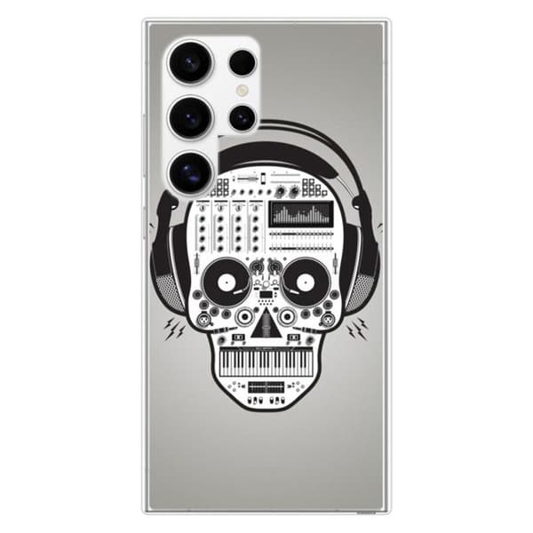 Tryckt silikonfodral som är kompatibelt med Samsung Galaxy S24 Ultra Skull Music