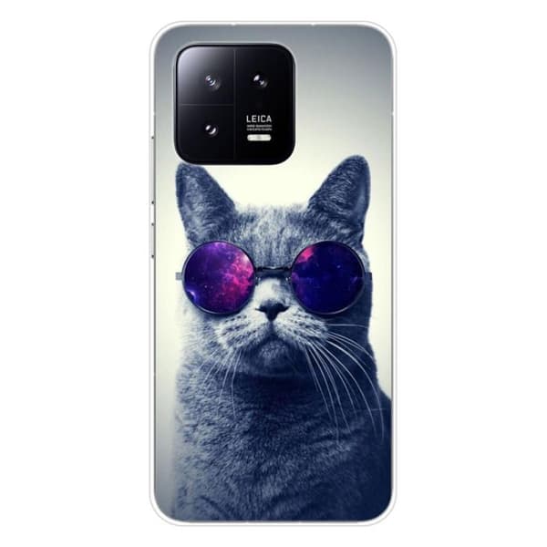 Tryckt silikonfodral kompatibelt med Xiaomi 13 Cat med glasögon