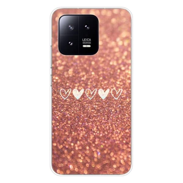 Tryckt silikonfodral som är kompatibelt med Xiaomi 13 Heart glitter