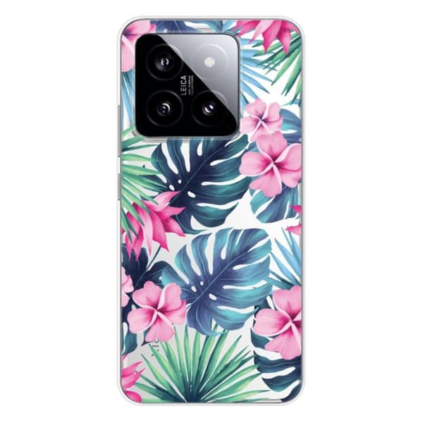 Tryckt silikonfodral som är kompatibelt med Xiaomi 14 Tropical Watercolor