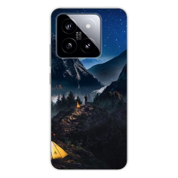 Tryckt silikonfodral som är kompatibelt med Xiaomi 14 Alone in the Mountains