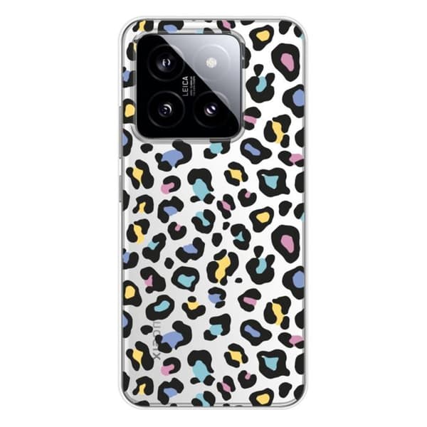 Tryckt silikonfodral som är kompatibelt med Xiaomi 14 Colorful leopard