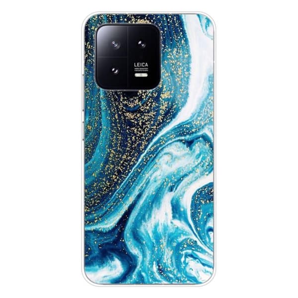 Tryckt silikonfodral som är kompatibelt med Xiaomi 13 Marble Blue Glitter