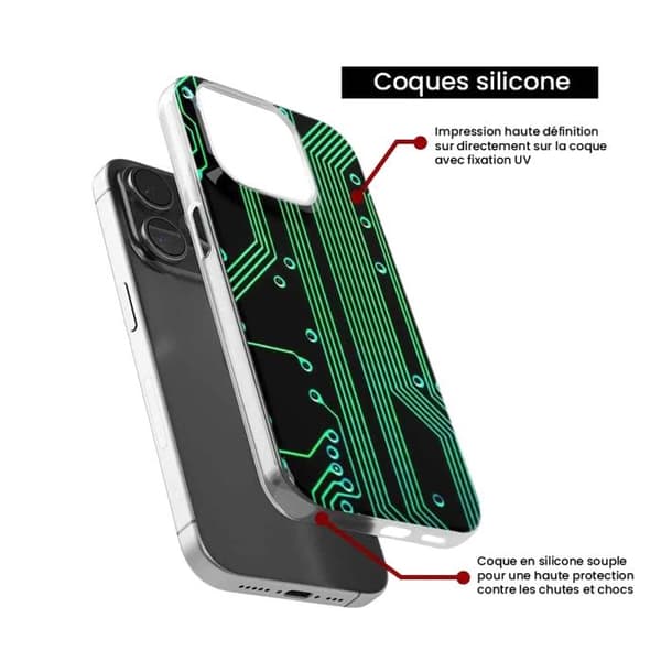 Tryckt silikonfodral som är kompatibelt med Xiaomi 14 Geek-kretsstruktur