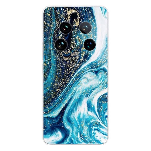 Tryckt silikonfodral som är kompatibelt med Xiaomi 14 Ultra Marble Blue Glitter