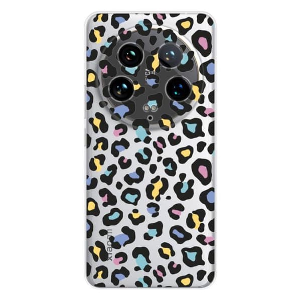Tryckt silikonfodral som är kompatibelt med Xiaomi 14 Ultra Colorful leopard