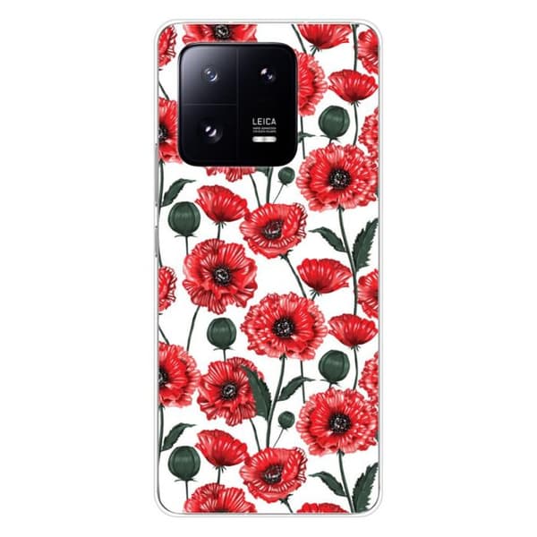 Tryckt silikonfodral som är kompatibelt med Xiaomi 13 Pro Poppy Flowers