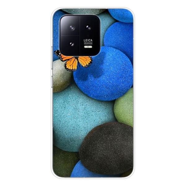 Tryckt silikonfodral som är kompatibelt med Xiaomi 13 Blue Pebble Butterfly