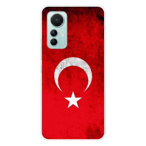 Tryckt silikonfodral som är kompatibelt med Xiaomi Mi 12 Lite Türkiye flagga