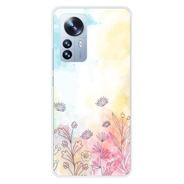 Tryckt silikonfodral som är kompatibelt med Xiaomi Mi 12 Pro Watercolor-blommor