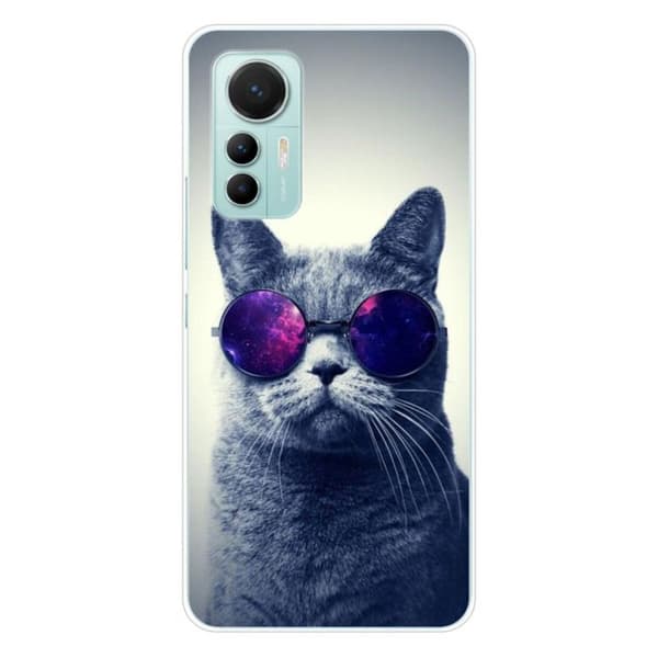 Tryckt silikonfodral kompatibelt med Xiaomi Mi 12 Lite Cat med glasögon
