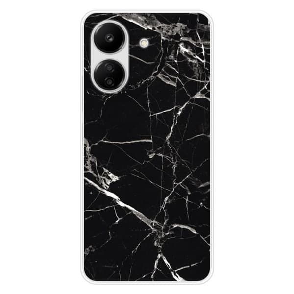 Tryckt silikonfodral som är kompatibelt med Xiaomi Redmi 13C 4G Black Marble