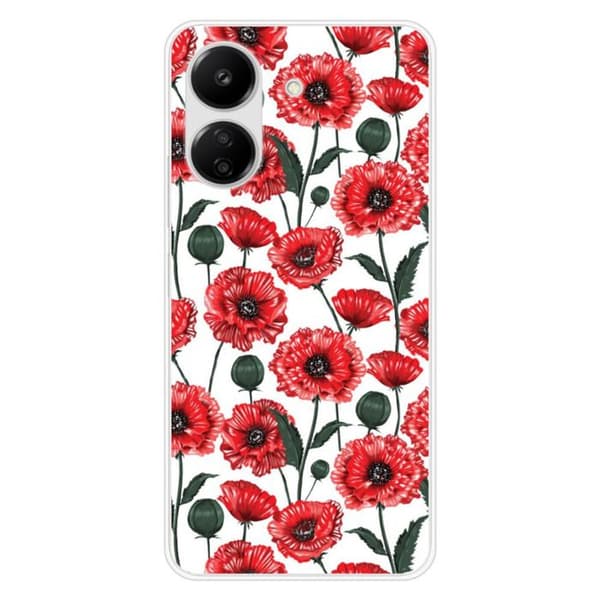 Tryckt silikonfodral som är kompatibelt med Xiaomi Redmi 13C 4G Poppy Flowers