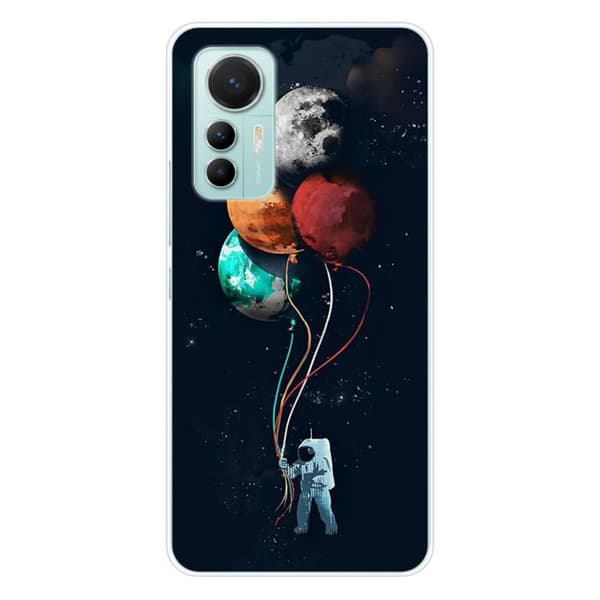 Tryckt silikonfodral som är kompatibelt med Xiaomi Mi 12 Lite Cosmonaut med ballonger
