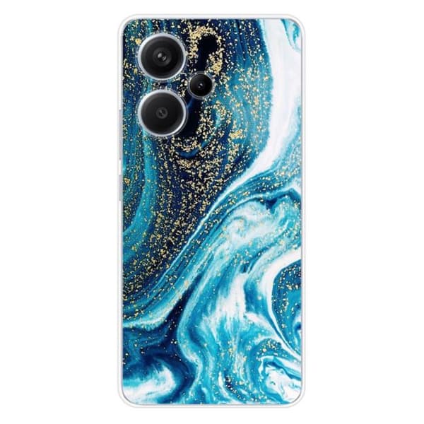 Tryckt silikonfodral kompatibelt Xiaomi Redmi Note 13 Pro Plus 5G Glitter Blue Marble