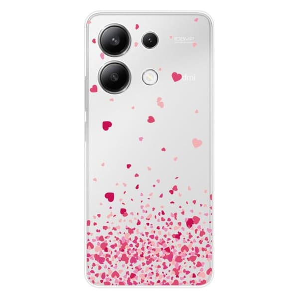 Tryckt silikonfodral som är kompatibelt med Xiaomi Redmi Note 13 4G Pink Heart Confetti