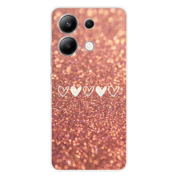 Tryckt silikonfodral som är kompatibelt med Xiaomi Redmi Note 13 4G hjärtglitter