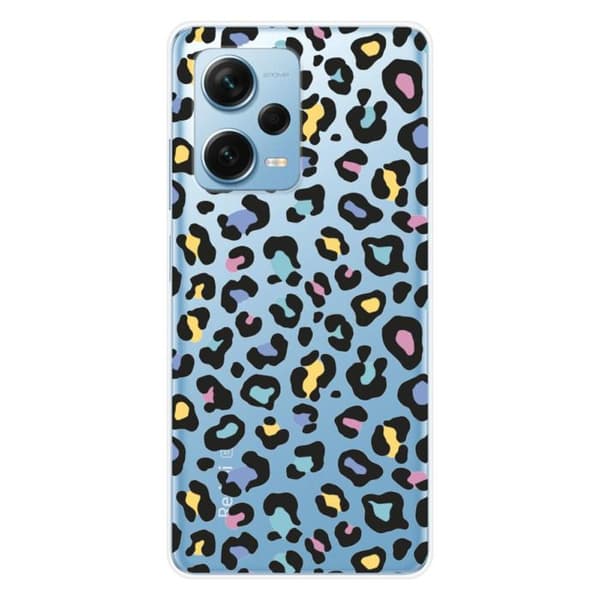 Tryckt silikonfodral som är kompatibelt med Xiaomi Redmi Note 12 Pro Plus Colorful leopard