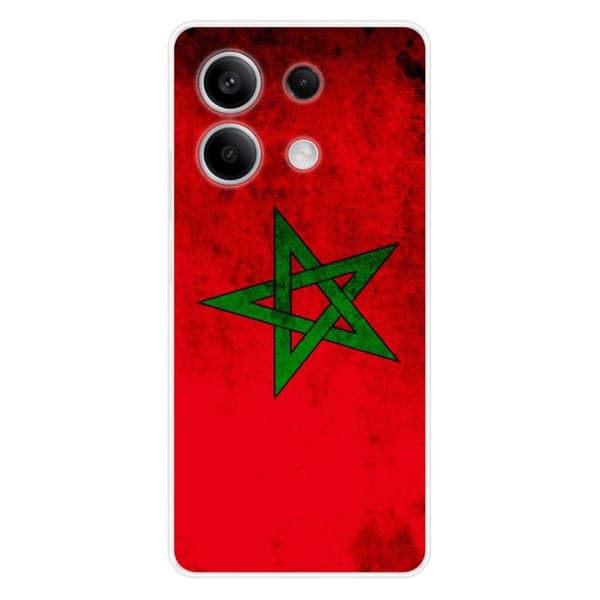 Tryckt silikonfodral som är kompatibelt med Xiaomi Redmi Note 13 5G Marockos flagga