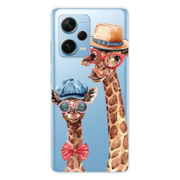 Tryckt silikonfodral som är kompatibelt med Xiaomi Redmi Note 12 Pro Plus Funny Giraffe