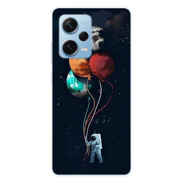 Tryckt silikonfodral som är kompatibelt med Xiaomi Redmi Note 12 Pro Plus Balloon Cosmonaut