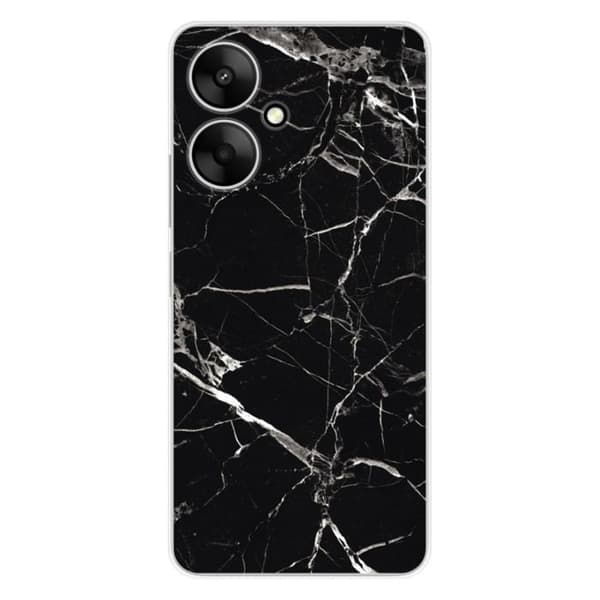 Tryckt silikonfodral som är kompatibelt med Xiaomi Redmi 13C 5G Black Marble
