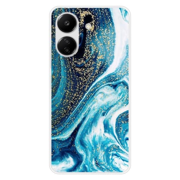 Tryckt silikonfodral som är kompatibelt med Xiaomi Redmi 13C 4G Glitter Blue Marble