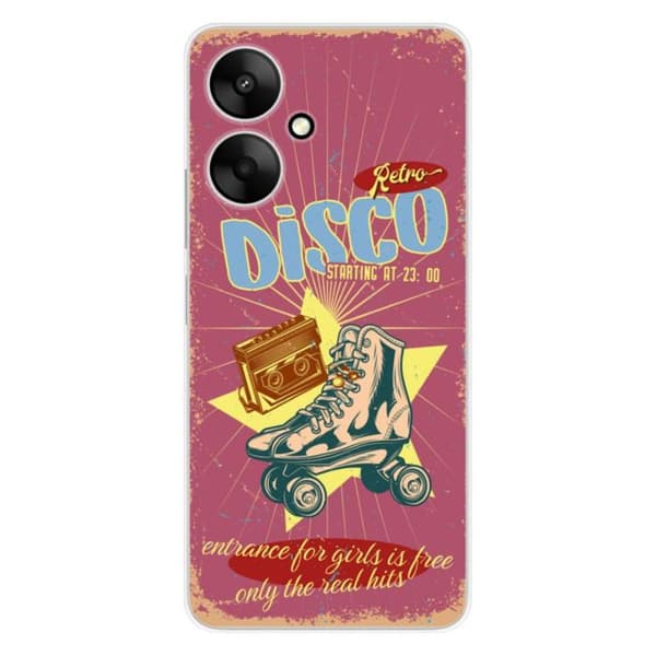 Tryckt silikonfodral som är kompatibelt med Xiaomi Redmi 13C 5G Retro disco