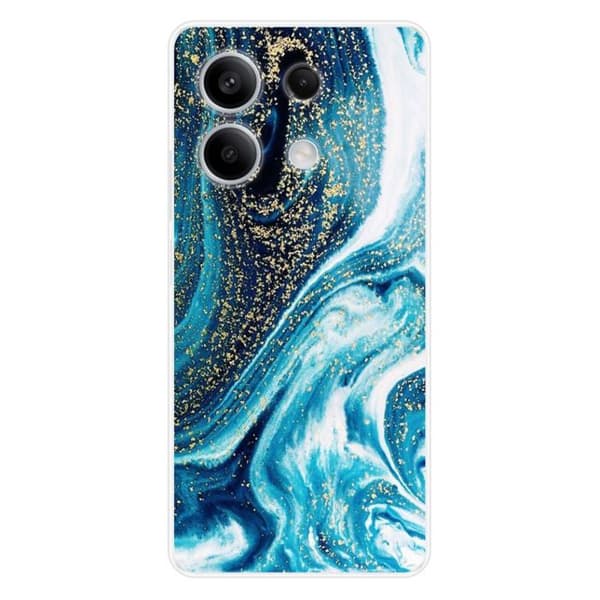 Tryckt silikonfodral som är kompatibelt med Xiaomi Redmi Note 13 5G Glitter Blue Marble