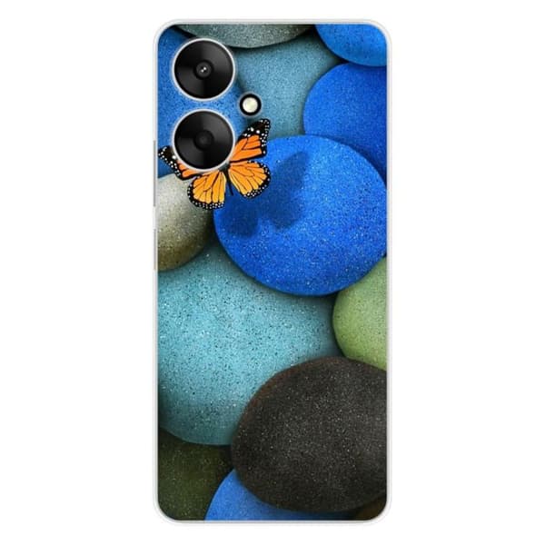 Tryckt silikonfodral kompatibelt med Xiaomi Redmi 13C 5G Blue Pebble Butterfly