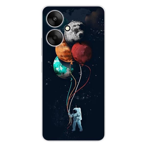 Tryckt silikonfodral som är kompatibelt med Xiaomi Redmi 13C 5G Balloon Cosmonaut