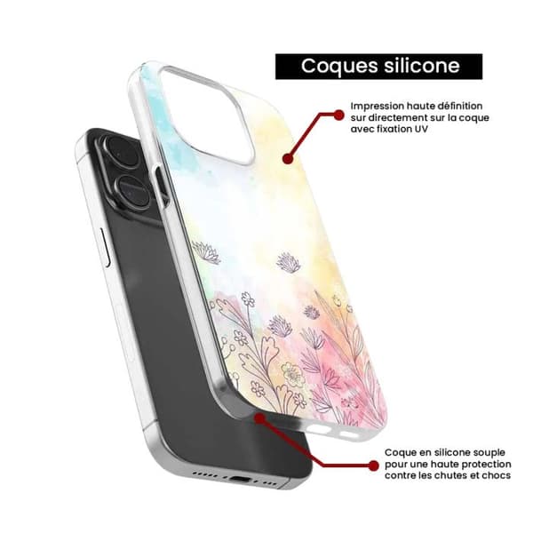 Tryckt silikonfodral som är kompatibelt med Samsung Galaxy A05S akvarellblommor