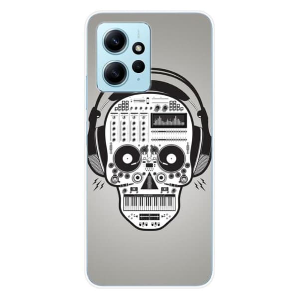 Tryckt silikonfodral som är kompatibelt med Xiaomi Redmi Note 12 4G Skull Music