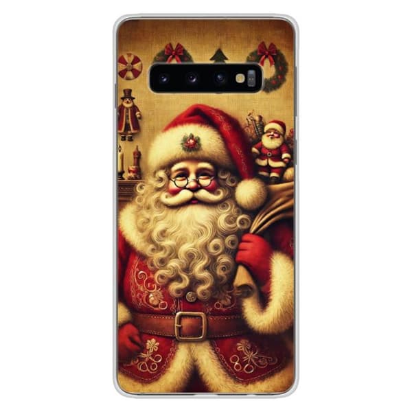 Tryckt silikonfodral kompatibelt med Samsung Galaxy S10 Plus NO Santa Claus Vintage
