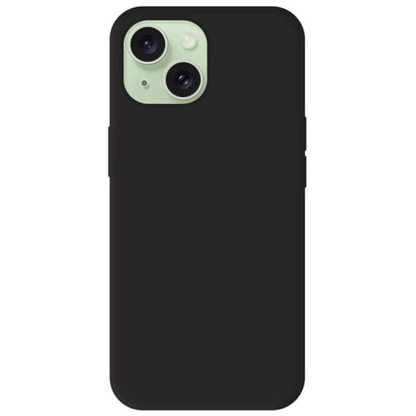 Vanligt mattsvart silikonfodral som är kompatibelt med Apple iPhone 15