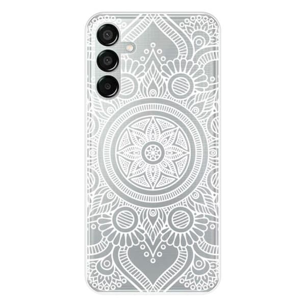 Tryckt silikonfodral som är kompatibelt med Samsung Galaxy M15 5G Mandala vit