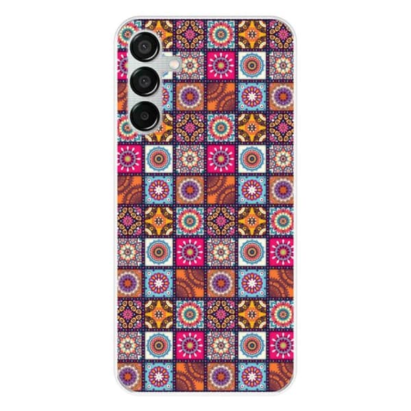 Silicone-skal med tryck - 1001 skal - Samsung Galaxy M15 5G - Patchwork Mandala - Transparent - Semi-rigid
