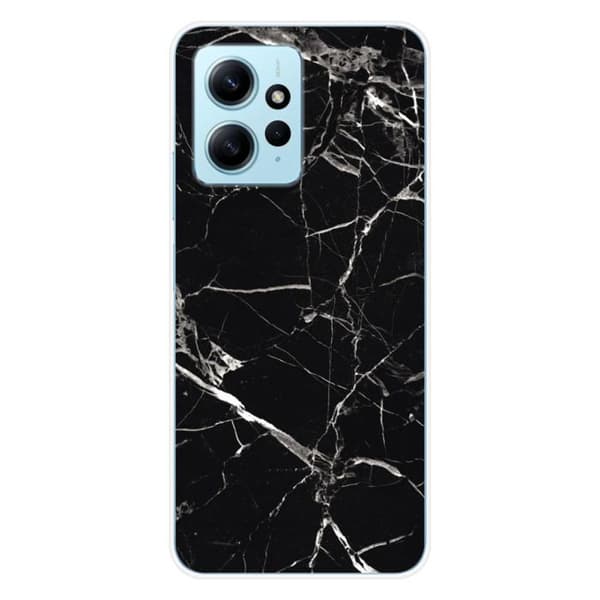 Tryckt silikonfodral som är kompatibelt med Xiaomi Redmi Note 12 4G Black Marble