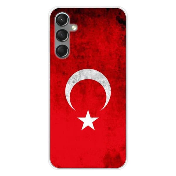 Tryckt silikonfodral som är kompatibelt med Samsung Galaxy A24 4G Türkiye flagga