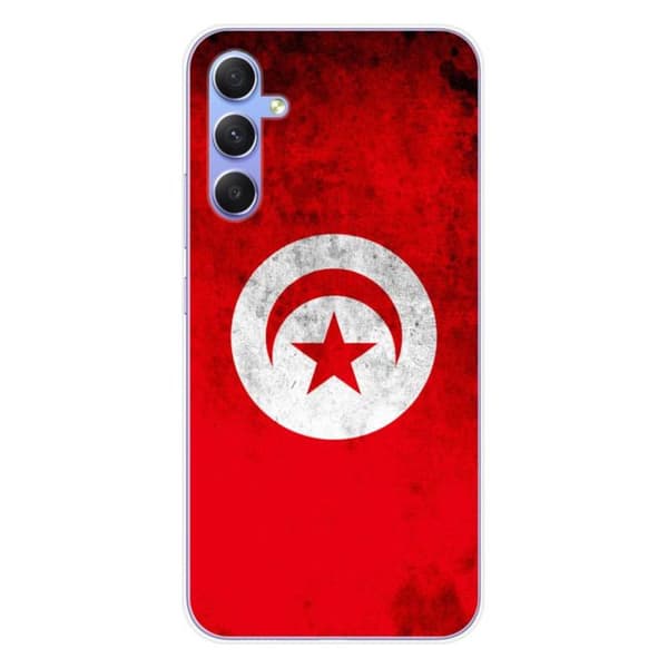 Tryckt silikonfodral som är kompatibelt med Samsung Galaxy A34 5G Tunisiens flagga