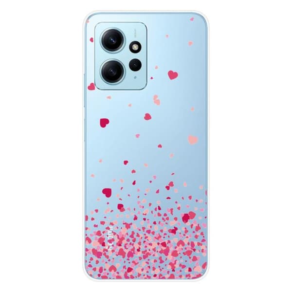 Tryckt silikonfodral som är kompatibelt med Xiaomi Redmi Note 12 4G Pink Heart Confetti