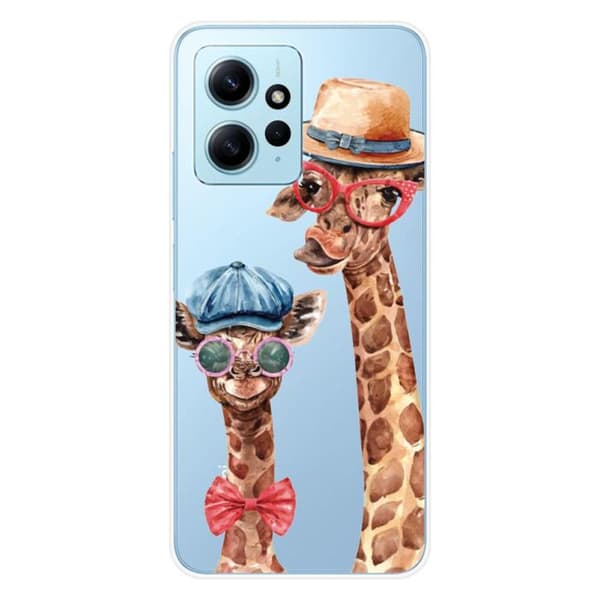 Tryckt silikonfodral som är kompatibelt med Xiaomi Redmi Note 12 4G Funny Giraffe