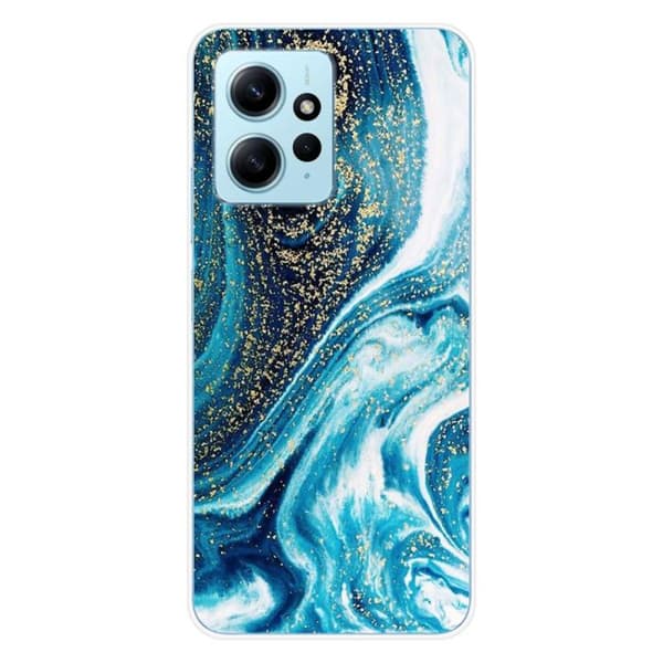 Tryckt silikonfodral som är kompatibelt med Xiaomi Redmi Note 12 4G Glitter Blue Marble