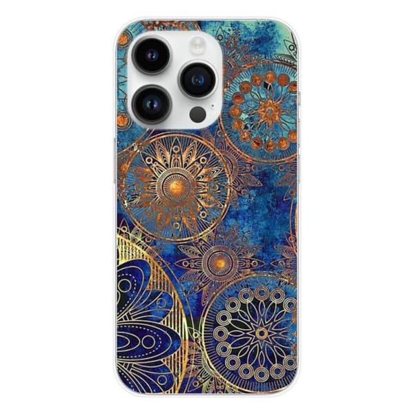 Silikontryckt skal - 1001 skal - Apple iPhone 15 Pro - Blå mandala - Optimal skydd - TPU Gel