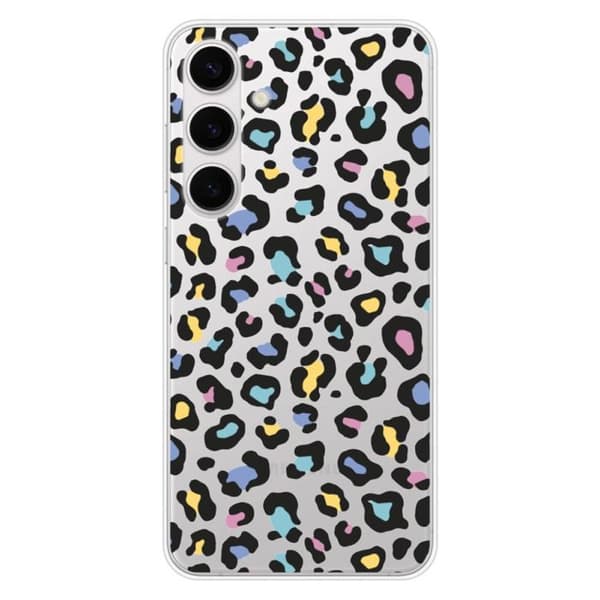Tryckt silikonfodral som är kompatibelt med Samsung Galaxy S24 FE Färgglad leopard